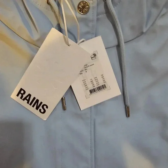 Rains Women's Sky Fishtail Hem Button Down Long Jacket Size Large